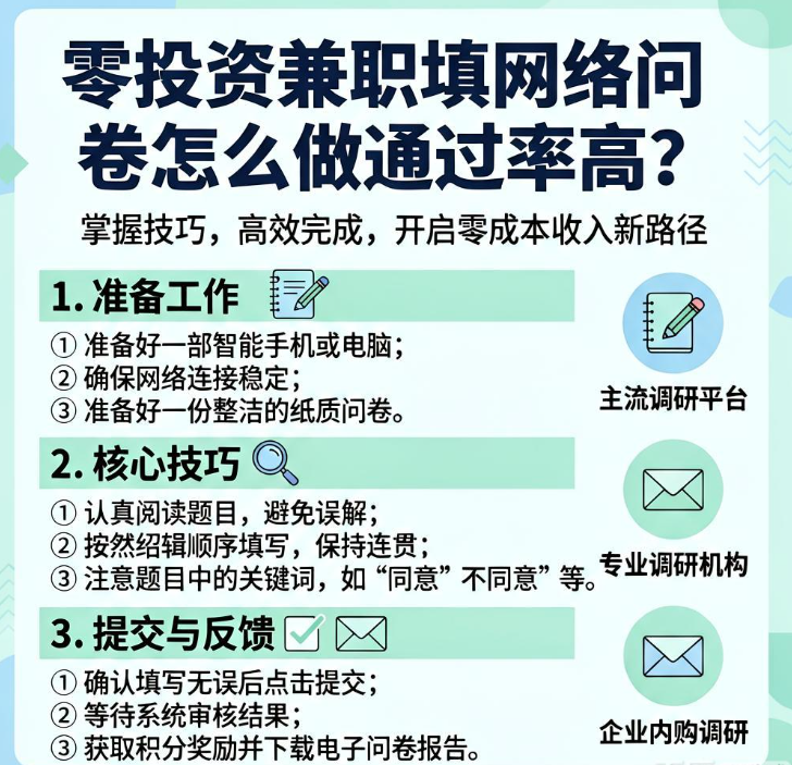 零投资兼职填网络问卷怎么做通过率高？三个调研平台资料填写与答题技巧