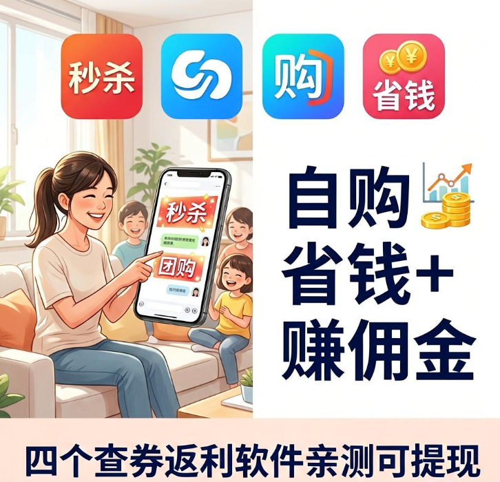 宝妈在家建个优惠群分享好价能挣多少？四个查券返利软件亲测可提现