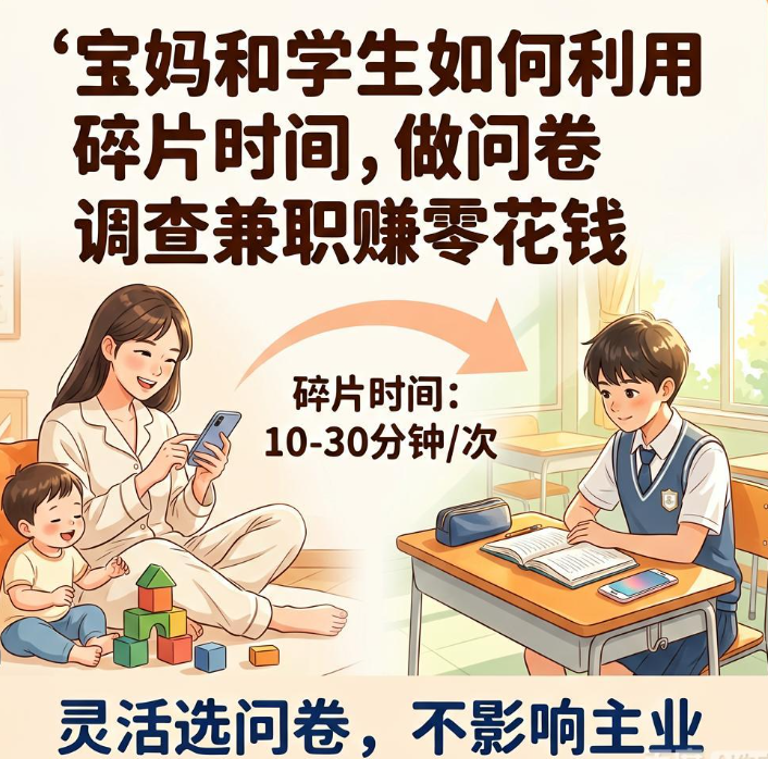 宝妈和学生如何利用碎片时间做问卷调查兼职赚零花钱