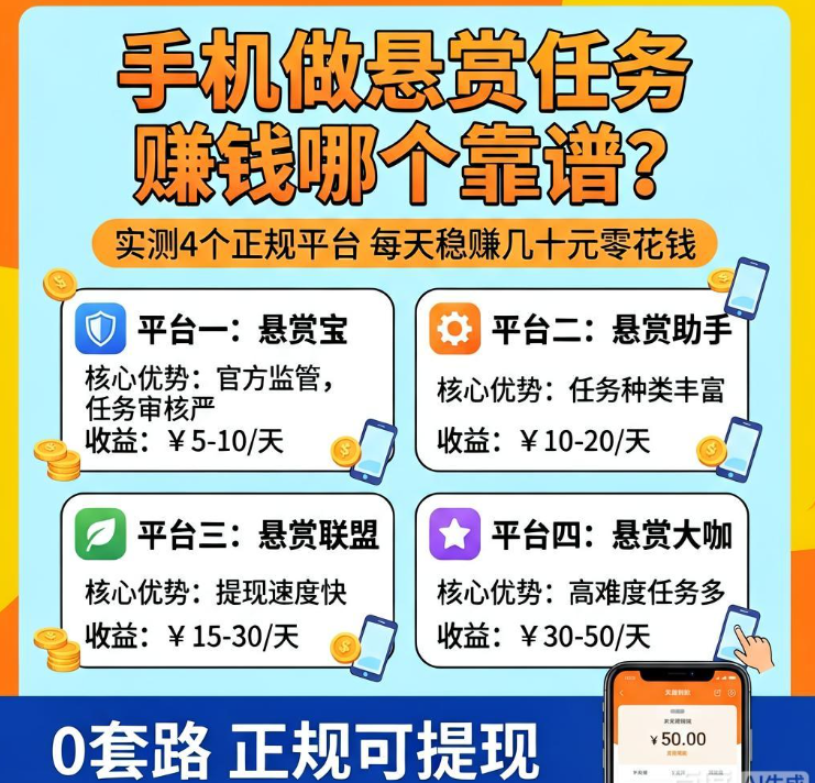 手机悬赏任务赚钱攻略,推荐4个稳定靠谱的平台每天赚点零花 手机悬赏任务赚钱攻略,推荐4个稳定靠谱的平台每天赚点零花