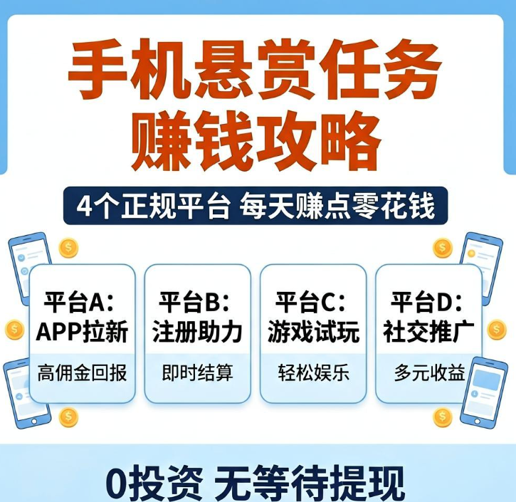 下班用手机做悬赏任务能赚多少?4个正规平台亲测可提现 下班用手机做悬赏任务能赚多少?4个正规平台亲测可提现