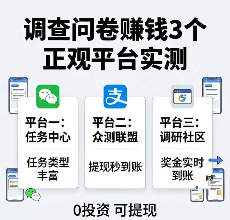 网上做调查问卷赚钱是真的吗？亲测3个正规平台每天填问卷换零花钱