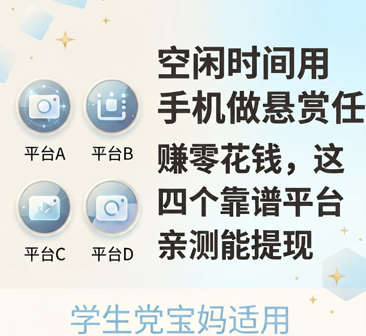 空闲时间用手机做悬赏任务赚零花钱,这四个靠谱平台亲测能提现 空闲时间用手机做悬赏任务赚零花钱,这四个靠谱平台亲测能提现