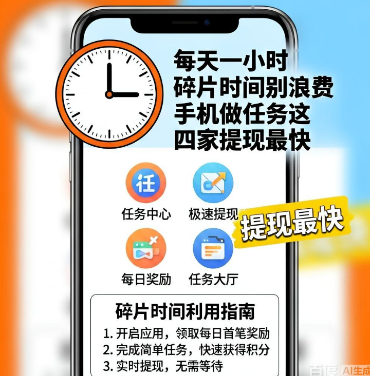 每天一小时碎片时间别浪费 手机做任务这四家提现最快 每天一小时碎片时间别浪费 手机做任务这四家提现最快