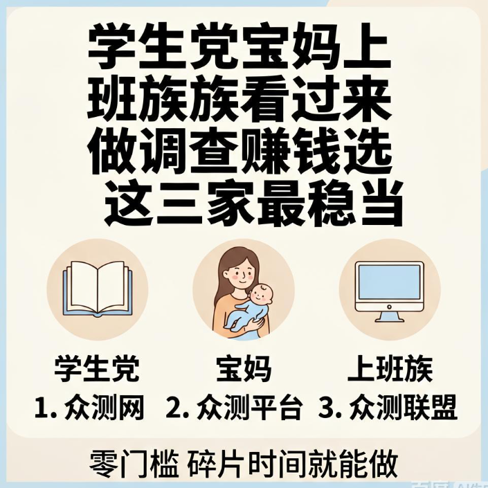 学生党宝妈上班族看过来 做调查赚钱选这三家最稳当 学生党宝妈上班族看过来 做调查赚钱选这三家最稳当