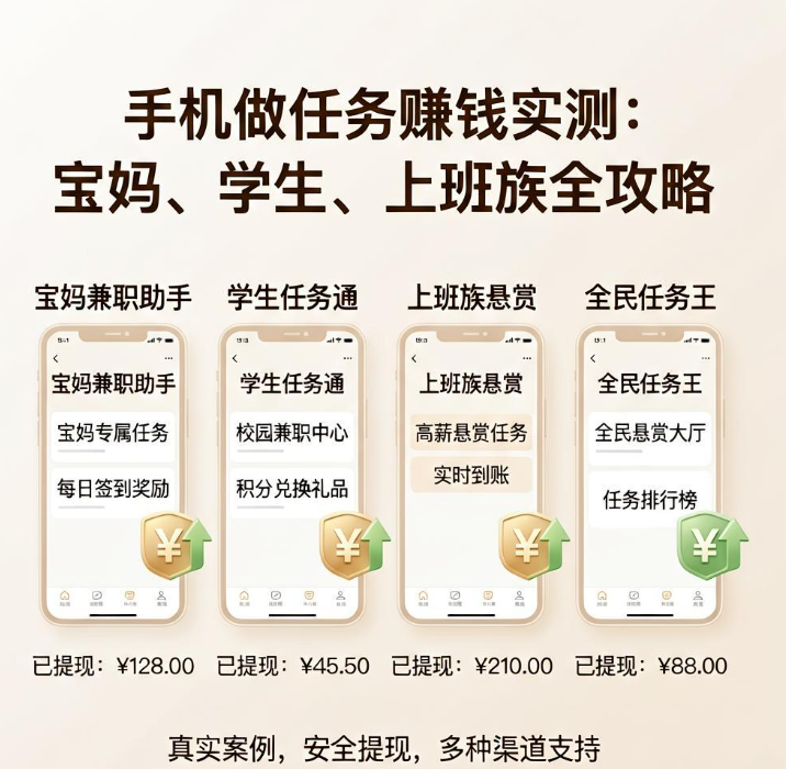 宝妈学生上班族看过来,手机做任务赚零花四个平台实测 宝妈学生上班族看过来,手机做任务赚零花四个平台实测