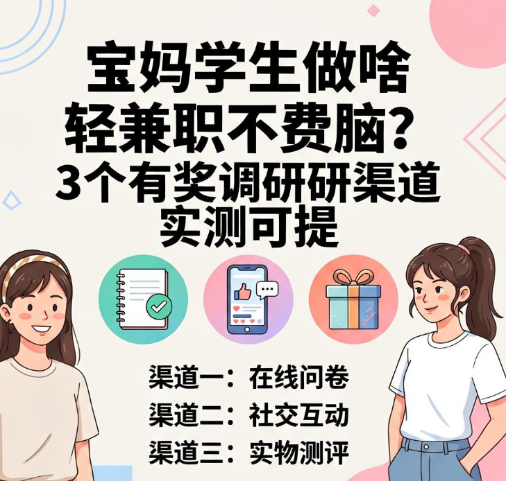 宝妈学生做啥轻兼职不费脑？3个有奖调研渠道实测可提