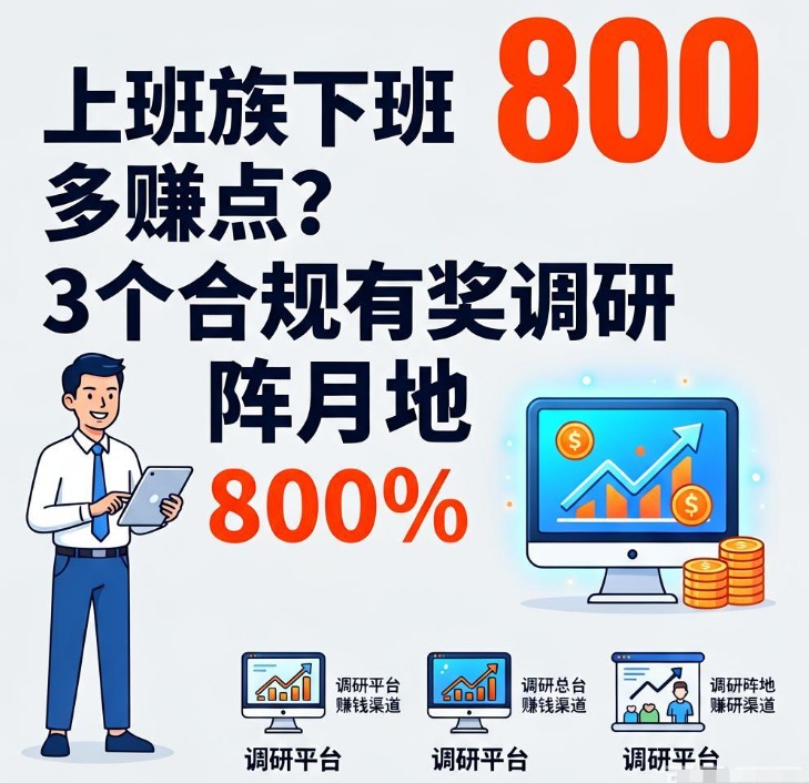 上班族下班想多赚点？3个合规有奖调研阵地月增800