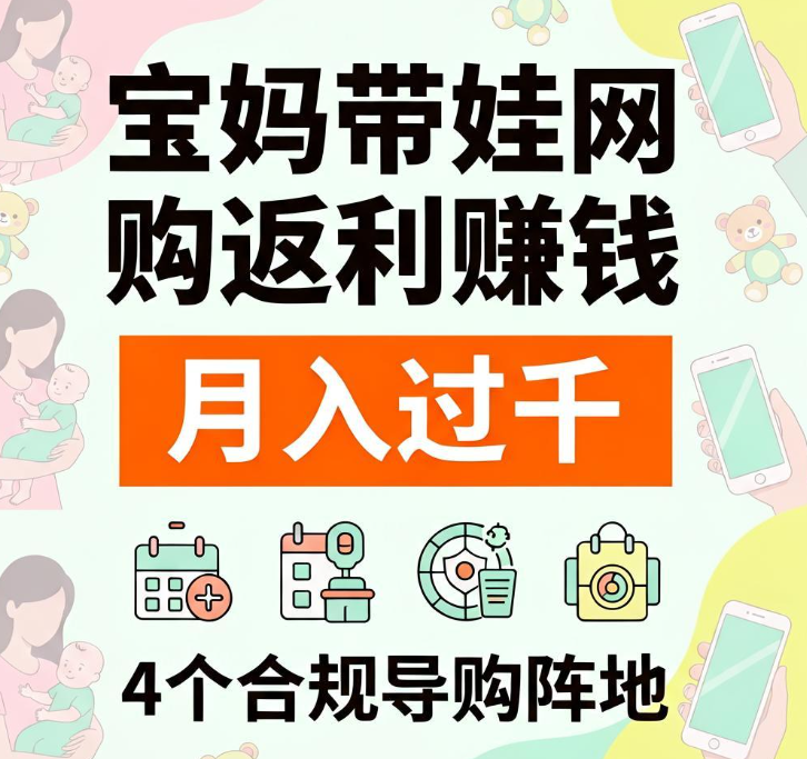 宝妈带娃怎么靠网购返利赚？4个合规导购阵地月入过千