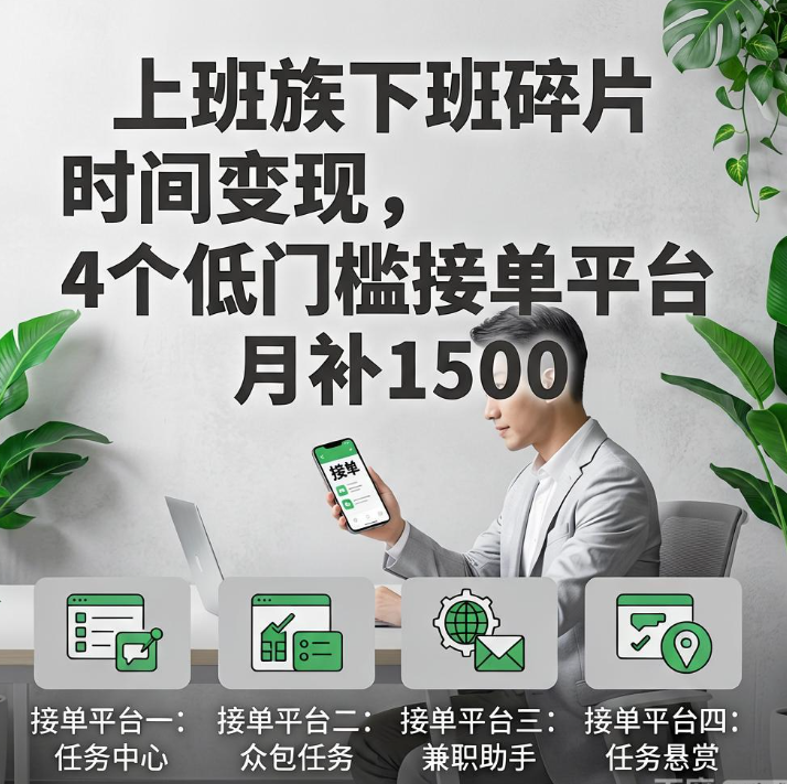上班族下班碎片时间变现,4个低门槛接单平台月补1500 上班族下班碎片时间变现,4个低门槛接单平台月补1500