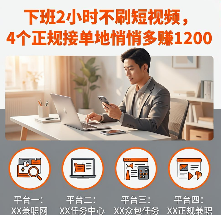 下班2小时不刷短视频，4个正规接单地悄悄多赚1200