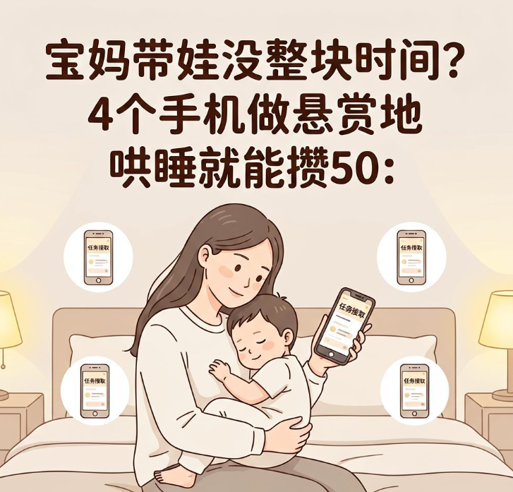 宝妈带娃没整块时间?4个手机悬赏地哄睡就能攒50 宝妈带娃没整块时间?4个手机悬赏地哄睡就能攒50
