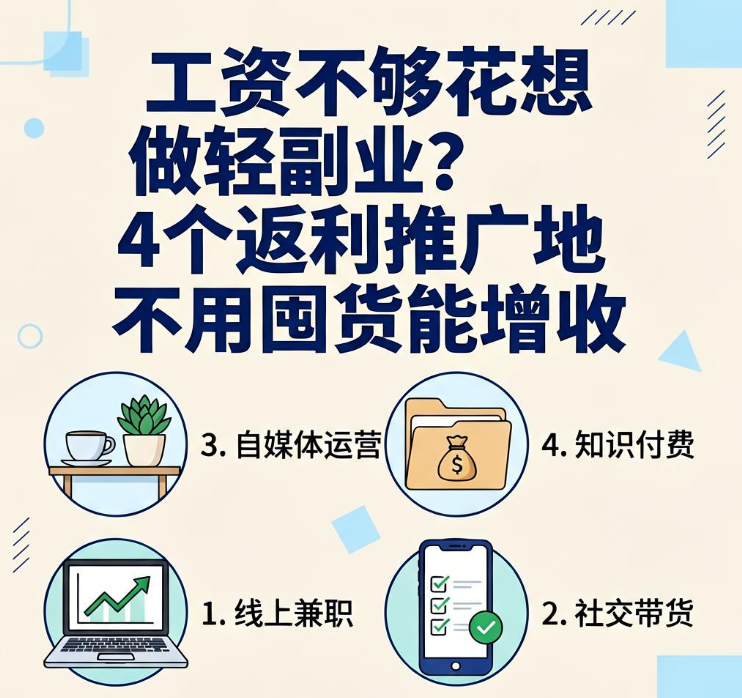 工资不够花想做轻副业?4个返利推广地不用囤货能增收 工资不够花想做轻副业?4个返利推广地不用囤货能增收