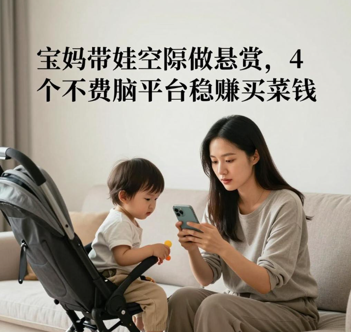 宝妈带娃空隙做悬赏，4个不费脑平台稳赚买菜钱