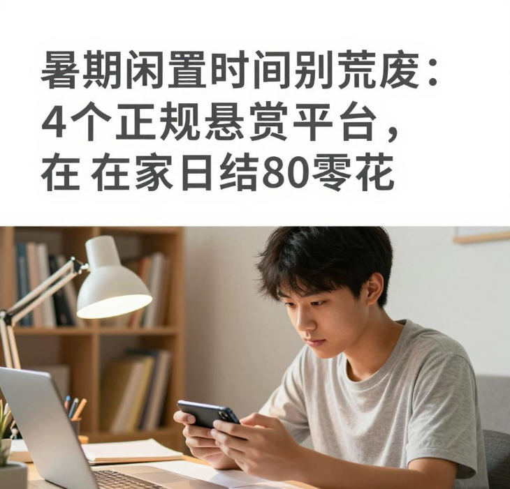暑期闲置时间别荒废：4个正规悬赏平台，在家日结80零花