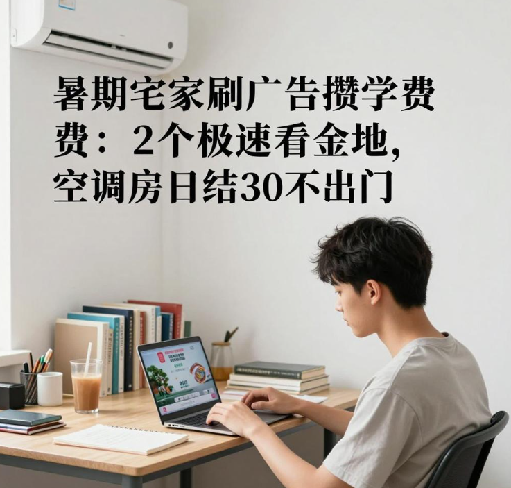 暑期宅家刷广告赚开学钱，2个极速版空调房日结80