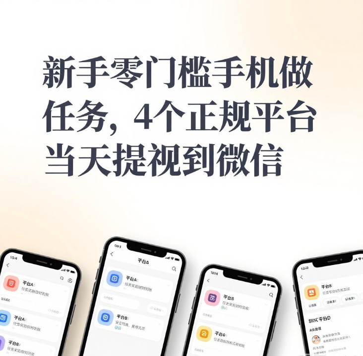 新手零门槛手机做任务，4个正规平台当天提现到微信