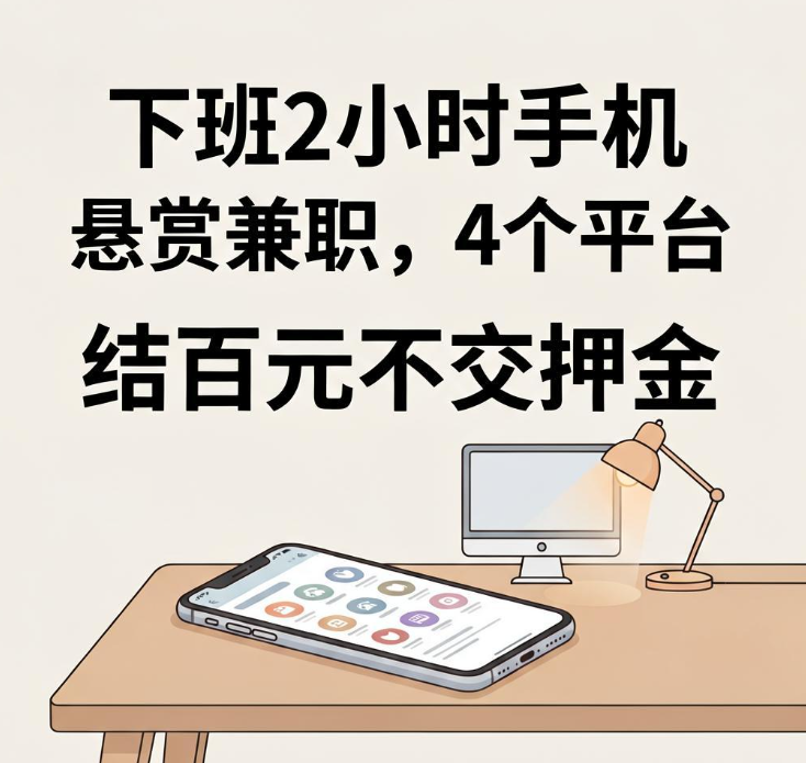 下班2小时手机悬赏兼职,4个平台日结百元不交押金 下班2小时手机悬赏兼职,4个平台日结百元不交押金