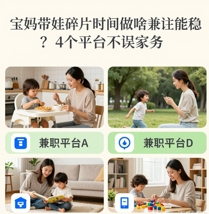 宝妈带娃碎片时间做啥兼职能稳？4个平台不误家务