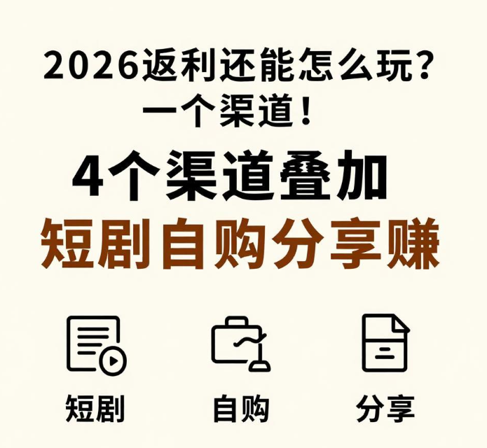 2026返利还能怎么玩?4个渠道叠加短剧自购分享赚 2026返利还能怎么玩?4个渠道叠加短剧自购分享赚