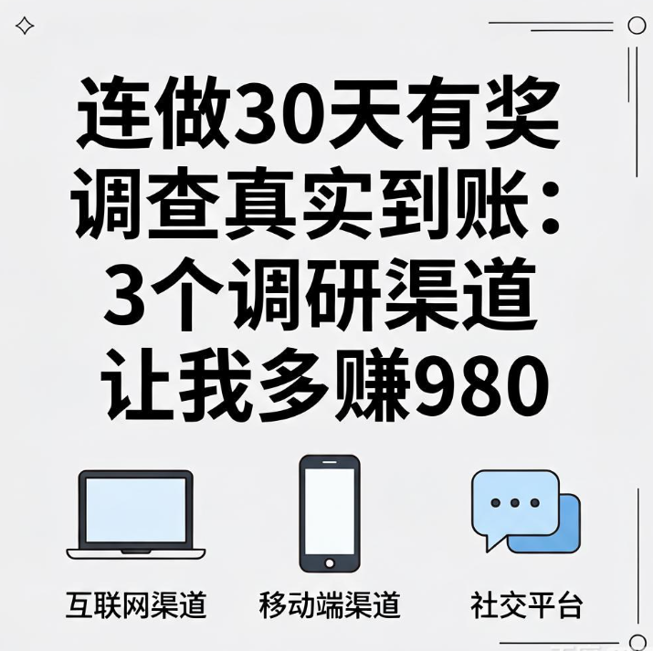 连做30天有奖调查真实到账:3个调研渠道让我多赚980 连做30天有奖调查真实到账:3个调研渠道让我多赚980