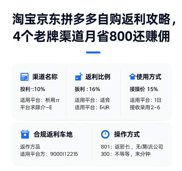 淘宝京东拼多多自购返利攻略,4个老牌渠道月省800还赚佣 淘宝京东拼多多自购返利攻略,4个老牌渠道月省800还赚佣