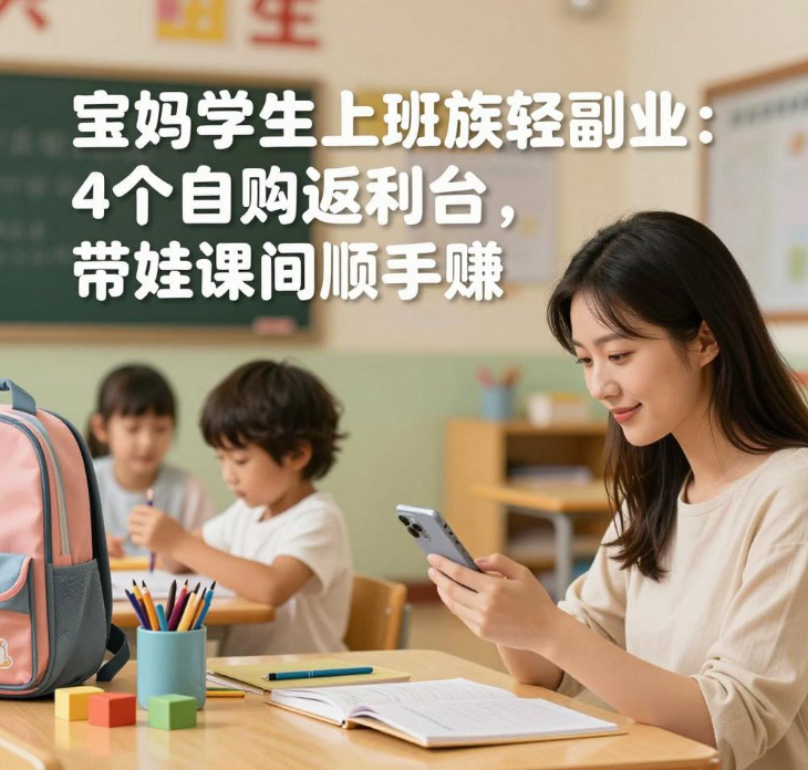 宝妈学生上班族轻副业：4个自购返利台，带娃课间顺手赚