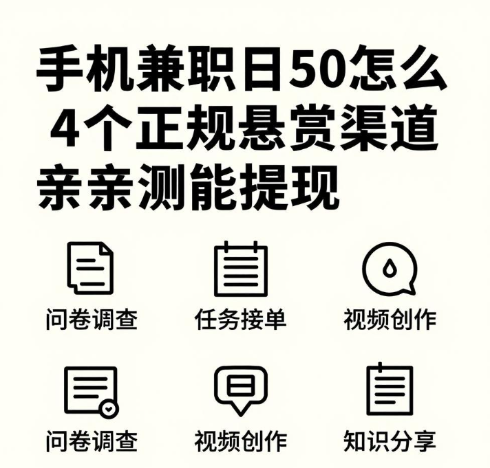 手机兼职日赚50怎么搞？4个正规悬赏渠道亲测能提现