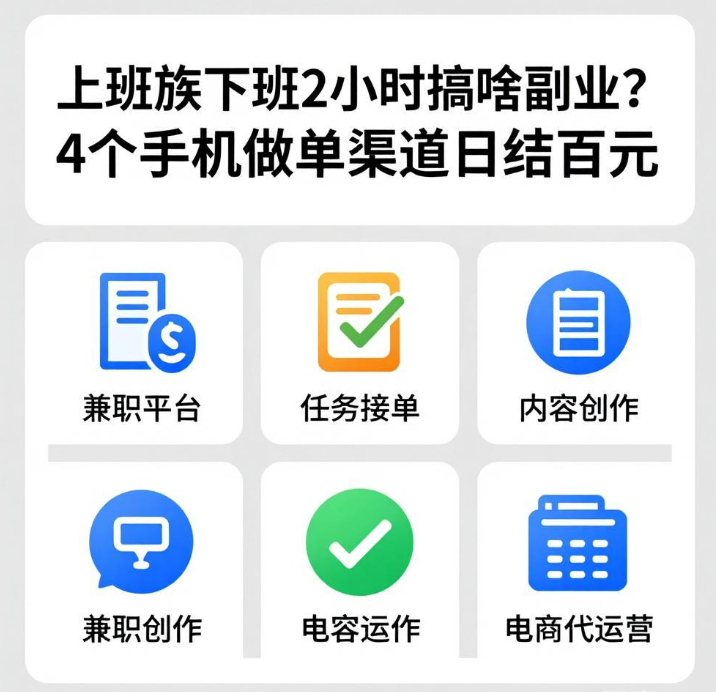上班族下班2小时搞啥副业？4个手机做单渠道日结百元