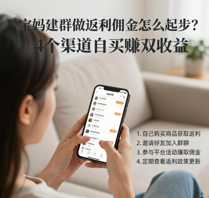 宝妈建群做返利佣金怎么起步？4个渠道自买赚双收益