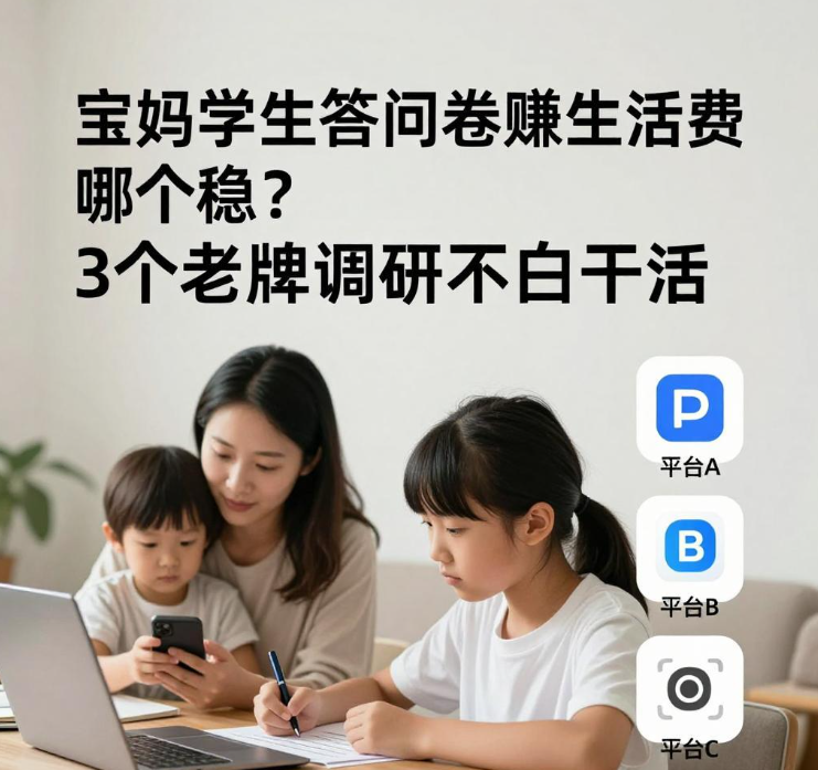 宝妈学生答问卷赚生活费哪个稳？3个老牌调研不白干活