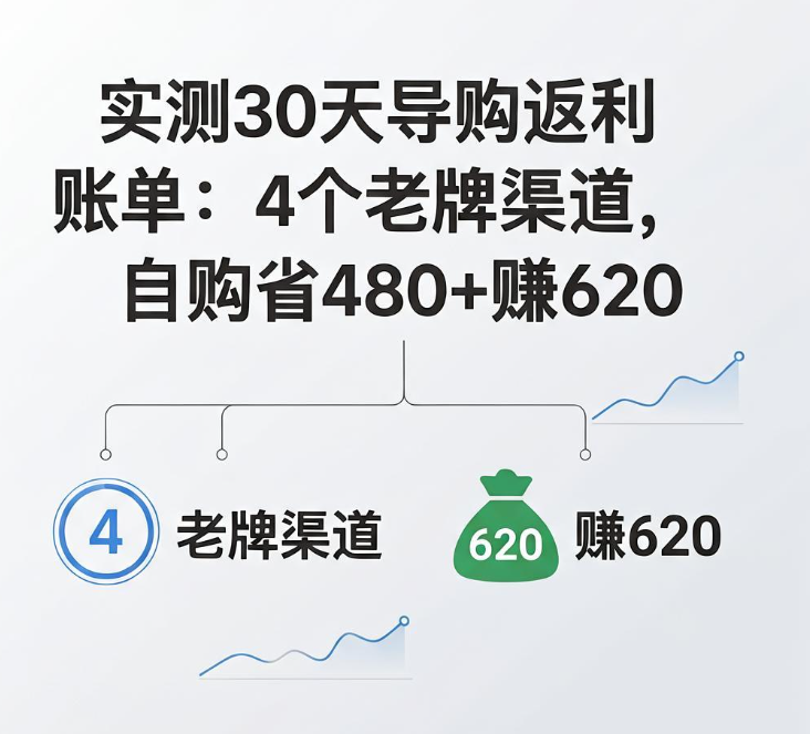 实测30天导购返利账单：4个老牌渠道，自购省480+赚620