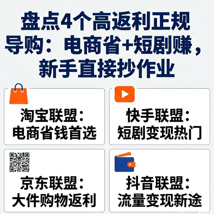 盘点4个高返利正规导购：电商省+短剧赚，新手直接抄作业