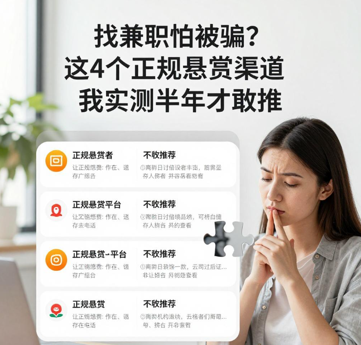 找兼职怕被骗?这4个正规悬赏渠道我实测半年才敢推 找兼职怕被骗?这4个正规悬赏渠道我实测半年才敢推