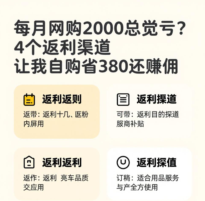 每月网购2000总觉亏？4个返利渠道让我自购省380还赚佣