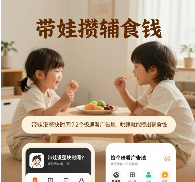 带娃没整块时间?2个极速看广告地,哄睡就能攒出辅食钱 带娃没整块时间?2个极速看广告地,哄睡就能攒出辅食钱