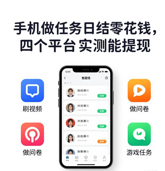 手机做任务日结零花钱,四个平台实测能提现 手机做任务日结零花钱,四个平台实测能提现