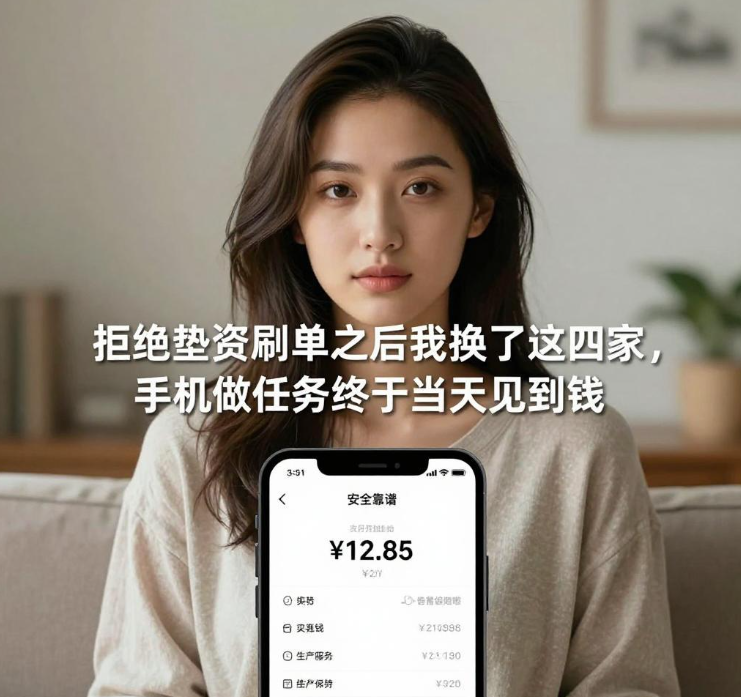 拒绝垫资刷单之后我换了这四家，手机做任务终于当天见到钱