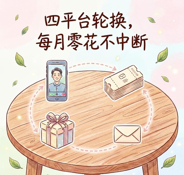 查券返利推短剧加安利分享，四平台轮换每月零花不中断