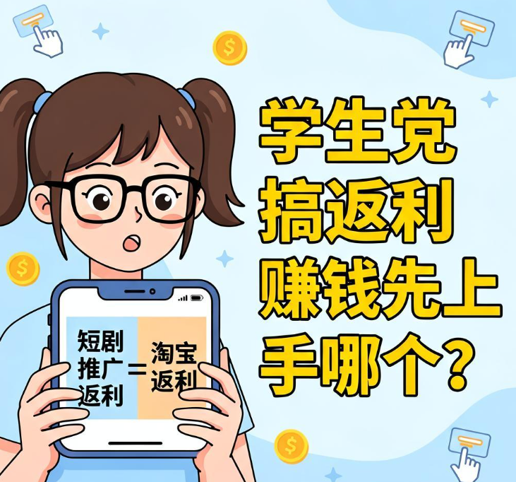 学生党想搞购物返利赚钱,短剧推广返利和淘宝返利哪个先上手 学生党想搞购物返利赚钱,短剧推广返利和淘宝返利哪个先上手