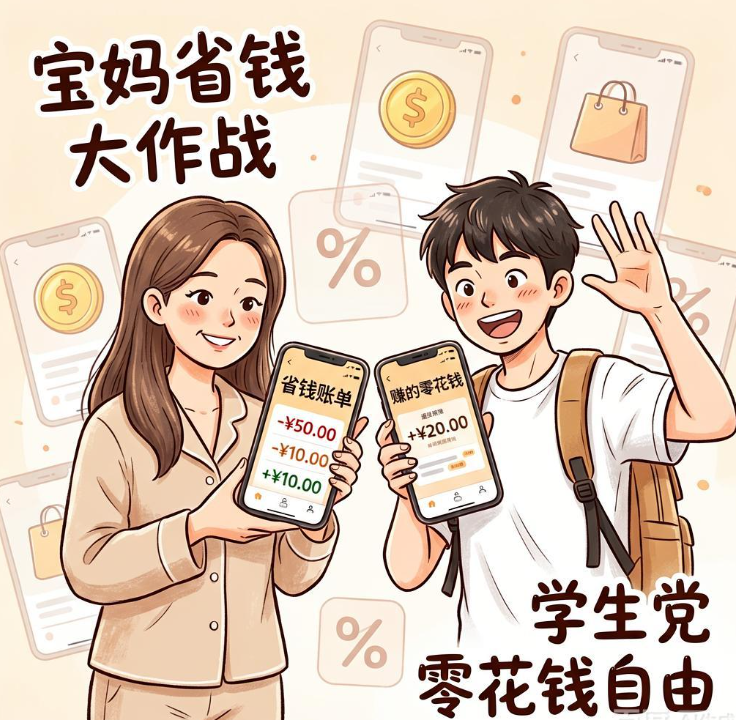 学生党零花钱不够花怎么办，购物返利赚钱APP和网购省钱返佣平台能救急吗