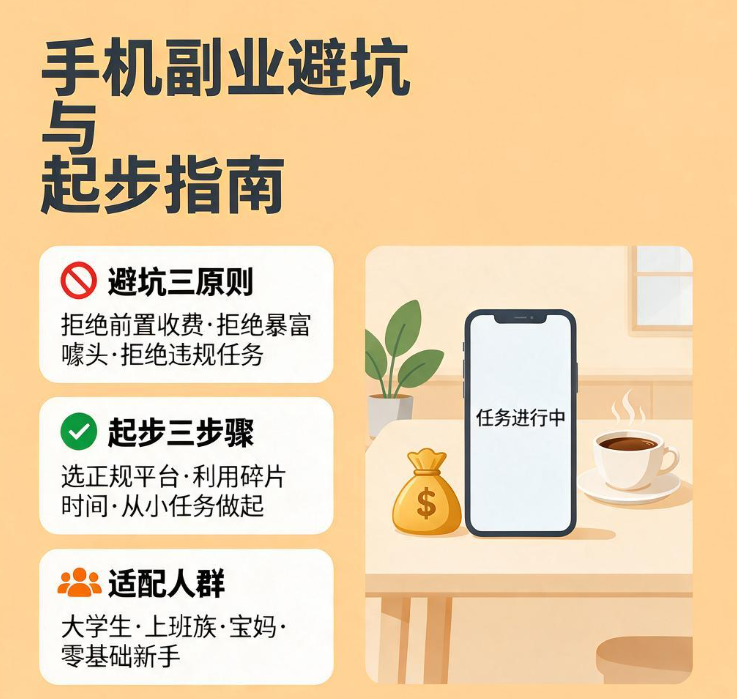 零基础怕被骗又想赚点零花钱,手机做任务类副业先从哪一步开始 零基础怕被骗又想赚点零花钱,手机做任务类副业先从哪一步开始