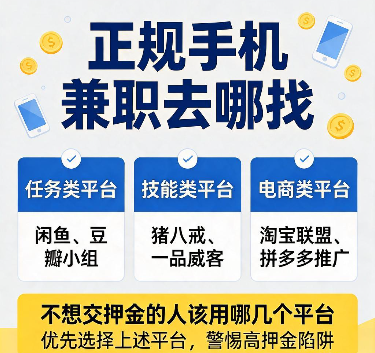 正规手机兼职去哪找，不想交押金的人该用哪几个平台