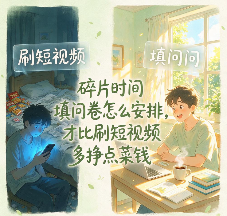 碎片时间填问卷怎么安排,才比刷短视频多挣点菜钱 碎片时间填问卷怎么安排,才比刷短视频多挣点菜钱