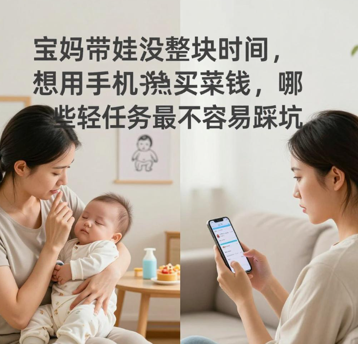 宝妈带娃没整块时间,想用手机挣点买菜钱,哪些轻任务最不容易踩坑 宝妈带娃没整块时间,想用手机挣点买菜钱,哪些轻任务最不容易踩坑