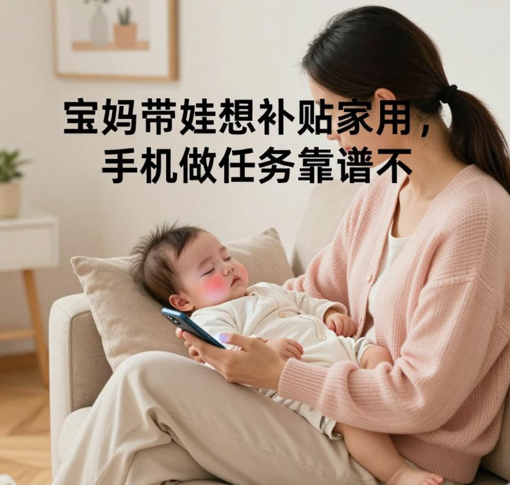 宝妈带娃想补贴家用,手机做任务靠谱不 宝妈带娃想补贴家用,手机做任务靠谱不