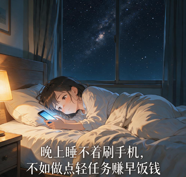 晚上睡不着刷手机,不如做点轻任务赚早饭钱 晚上睡不着刷手机,不如做点轻任务赚早饭钱