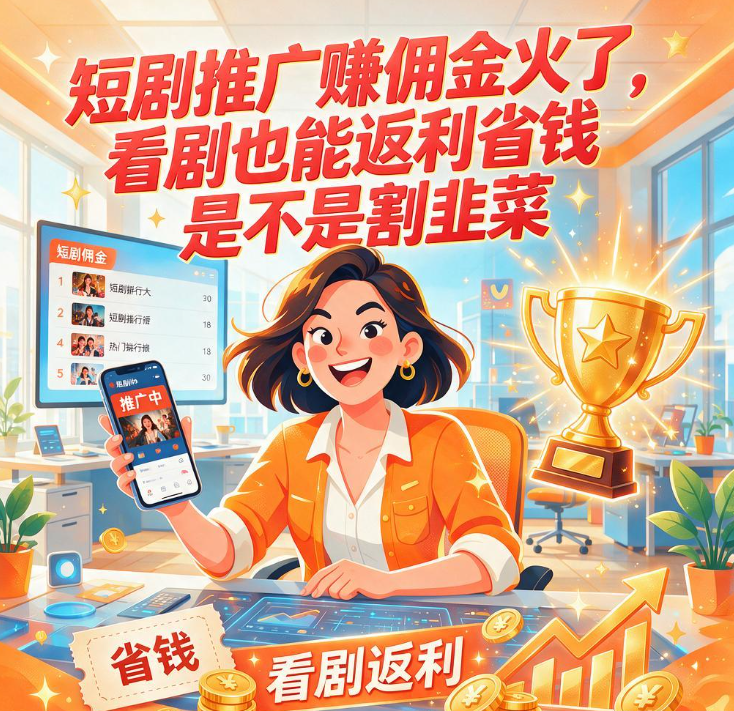 短剧推广赚佣金火了，看剧也能返利省钱是不是割韭菜
