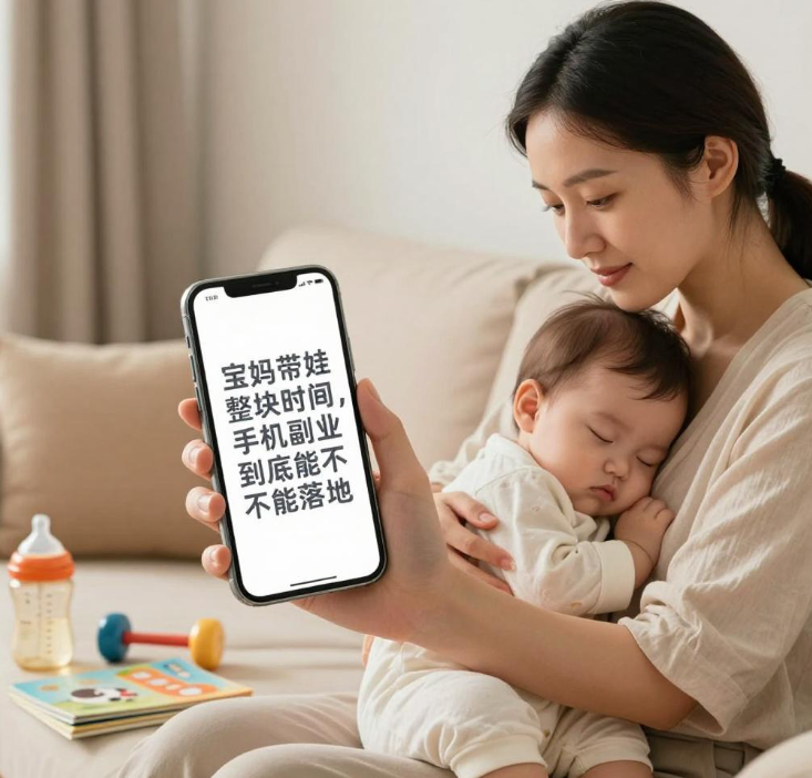 宝妈带娃没整块时间，手机副业到底能不能落地